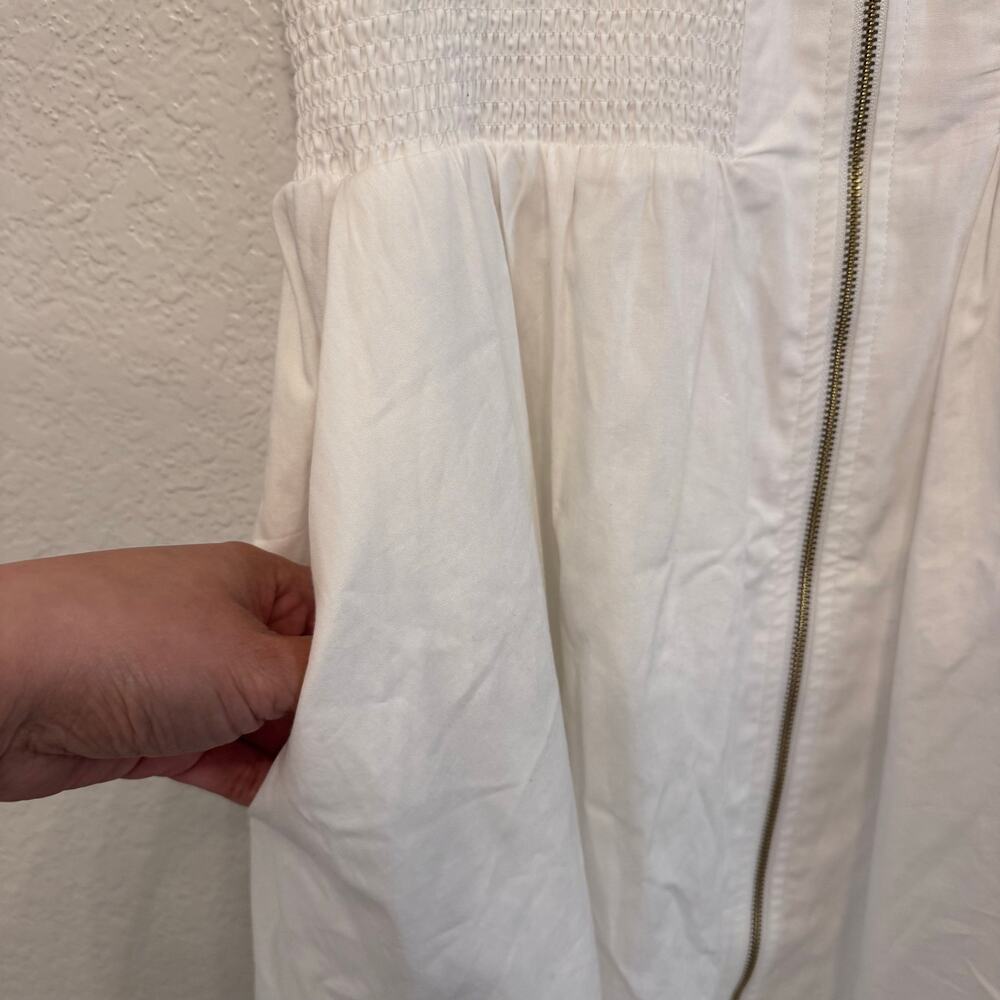 Anthropologie Tommie Zip-Front Midi Dress Modal Cotton Size Medium White - Picture 5 of 9